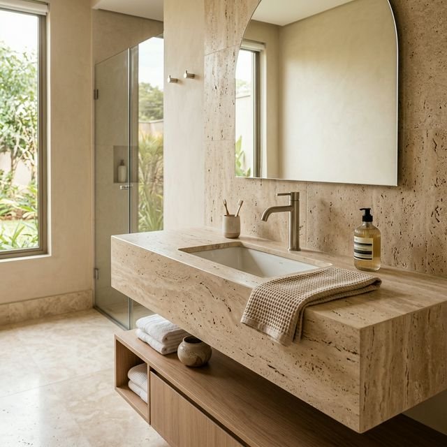 Escadaria em granito com acabamento premium